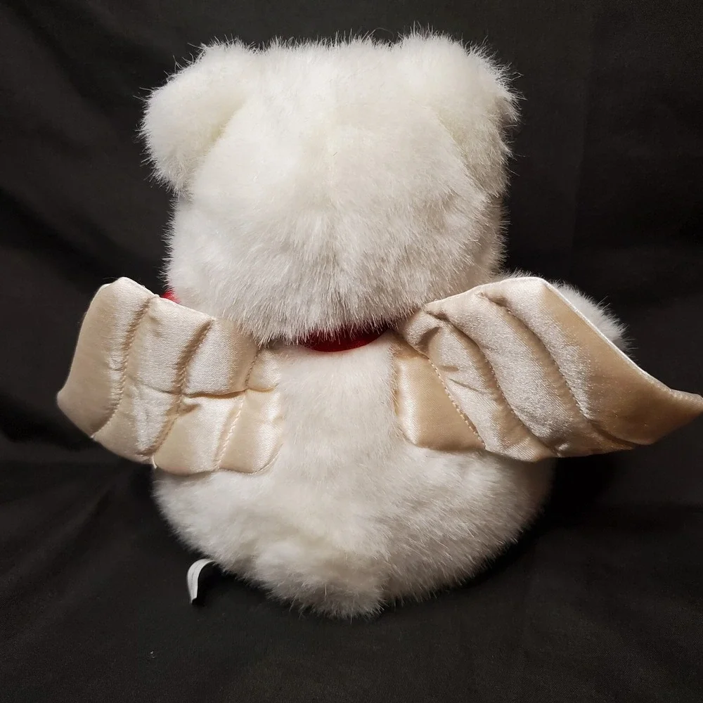 1997 Avon Valentines Bear Plush Stuffed Animal White Teddy Bear Angel Wings 7